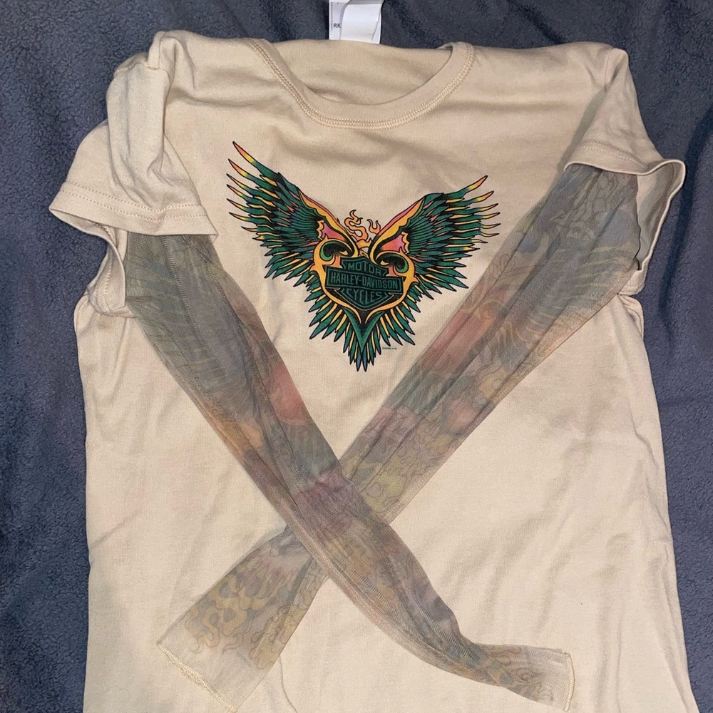 Harley Davidson t shirt fake tattoo sleeves